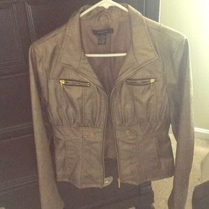 Arden B Faux Leather Gold ZIP Up